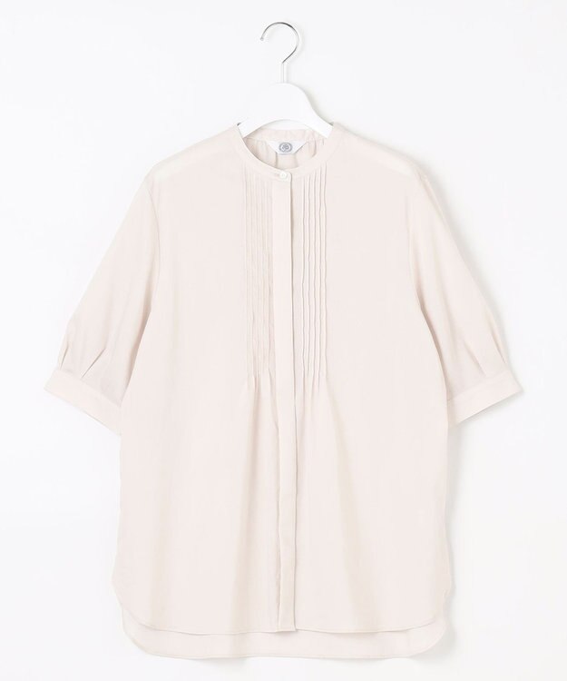 J.PRESS LADIES 【WEB限定カラーあり・洗える】ラミーポプリン バンドカラー ブラウス ベージュ系