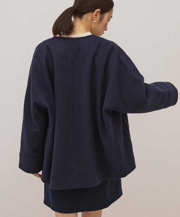 AMERICAN HOLIC 【選べる丈】中空FIBERノーカラーコート Navy