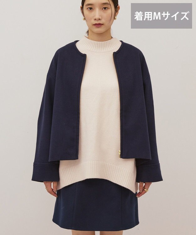 AMERICAN HOLIC 【選べる丈】中空FIBERノーカラーコート Navy