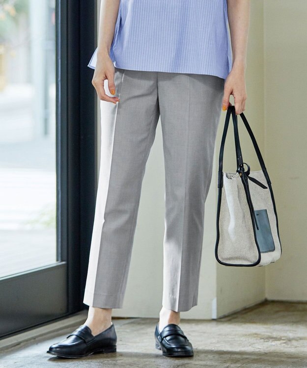J.PRESS LADIES 【洗える・撥水・防汚】コットンFITTYシャーク テーパード パンツ ライトグレー系