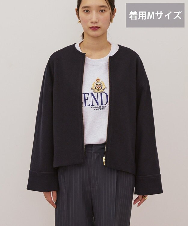 AMERICAN HOLIC 【選べる丈】中空FIBERノーカラーコート Black