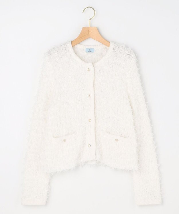 組曲 チュールヤーンファンシーニット ジャケット ホワイト系