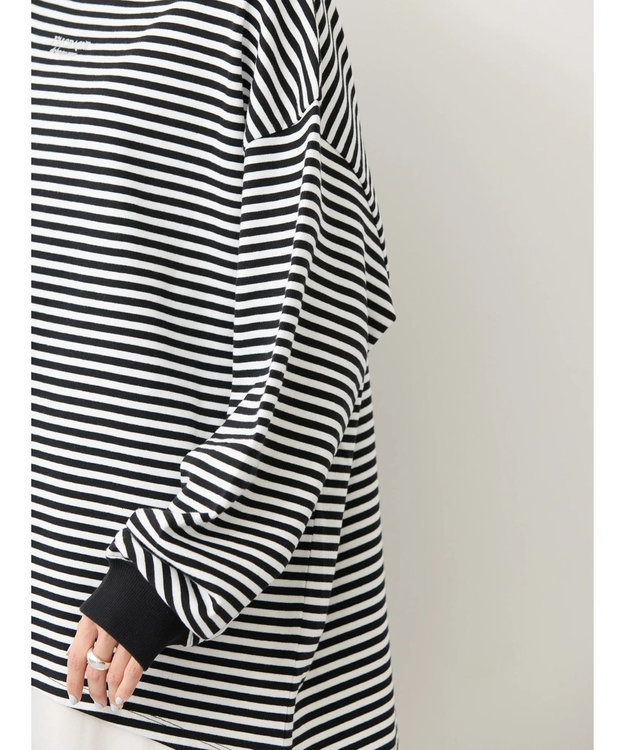 AMERICAN HOLIC 刺繍ロゴミニ裏毛ボートネックチュニック Border