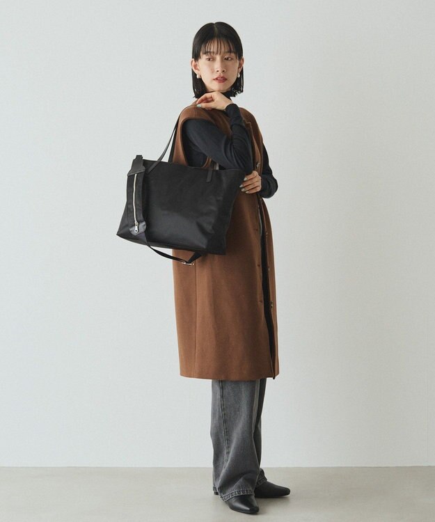 russet 《ファスナーポケット付きショルダーベルト》2wayトートバッグ(SF-266) Black