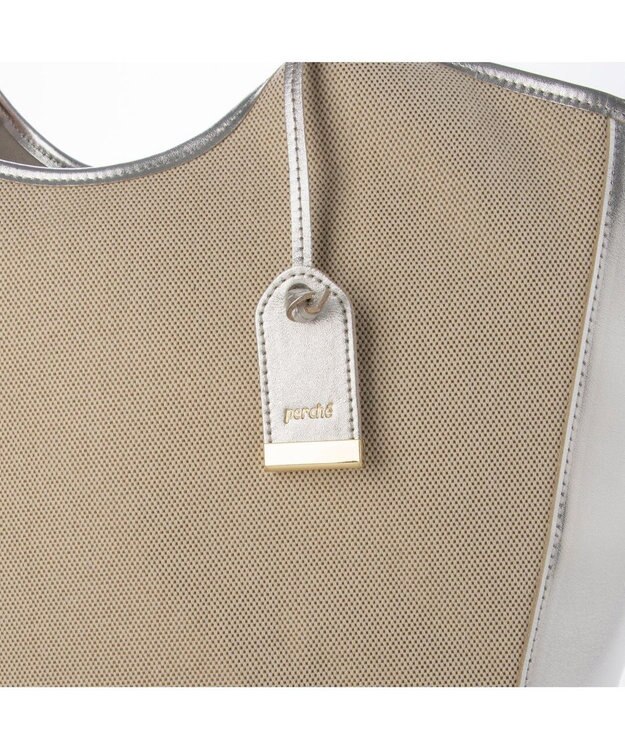 UNBILLION ペルケ perche / キャンバス・牛革トリミングトート シルバー