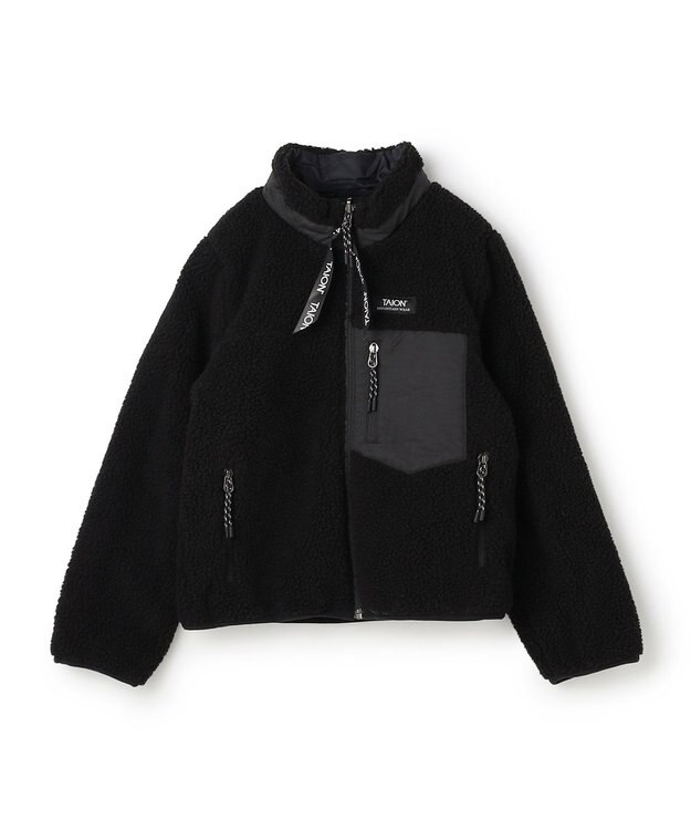 UNFILO 【120-150cm】TAION リバーシブルボア ダウンジャケット(UNISEX) ブラック×ブラック