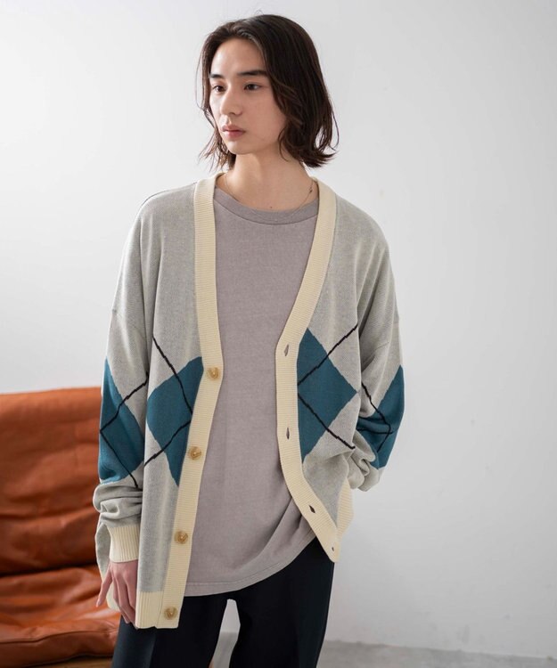 WEGO 【ユニセックス着用ITEM】オーバーフィットドライタッチパターンカーディガン 柄3
