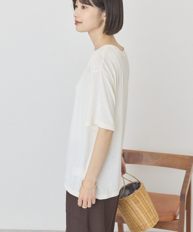 AMERICAN HOLIC 【先行予約】【マルチ機能】配色ステッチルーズTシャツ Ivory