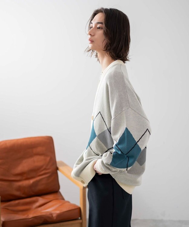 WEGO 【ユニセックス着用ITEM】オーバーフィットドライタッチパターンカーディガン 柄3
