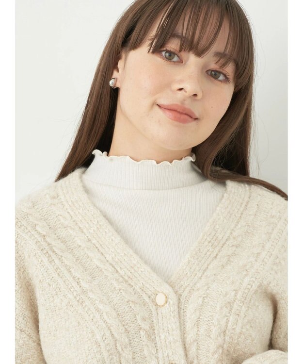 earth music&ecology ラメスラブニットカーディガン Off White