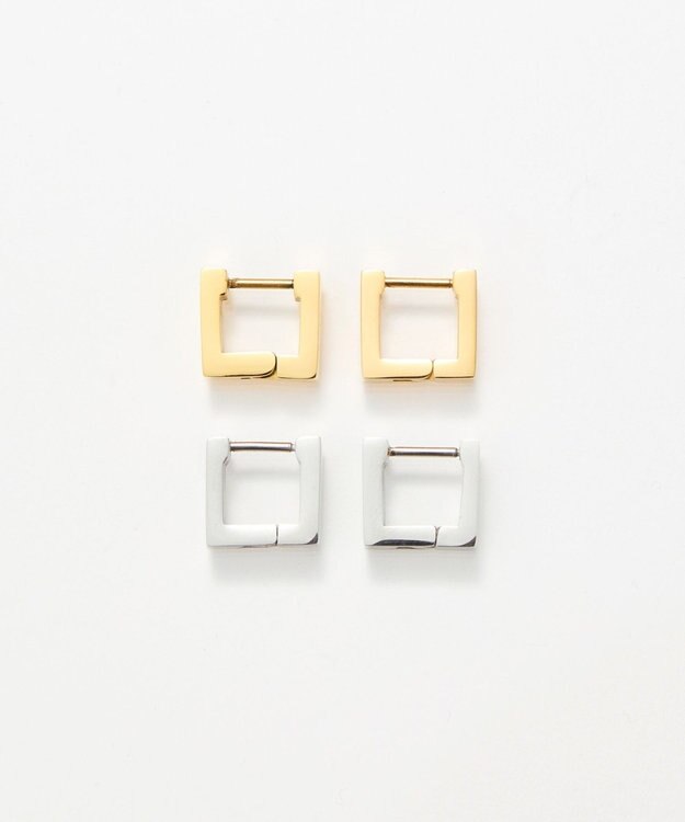 Phoebe 【金属アレルギー対応】ストレートスクエアフープピアス　ゴールド/サージカルステンレス ゴールド