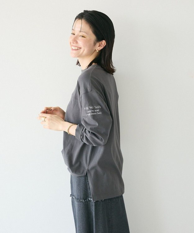 CRAFT STANDARD BOUTIQUE ワンポイント刺繍長袖チュニック Charcoal Gray