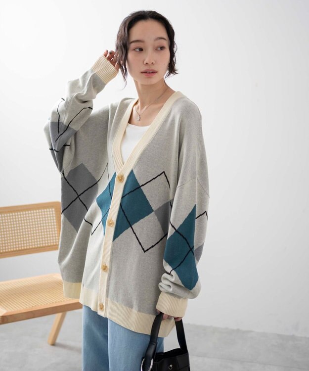 WEGO 【ユニセックス着用ITEM】オーバーフィットドライタッチパターンカーディガン 柄3