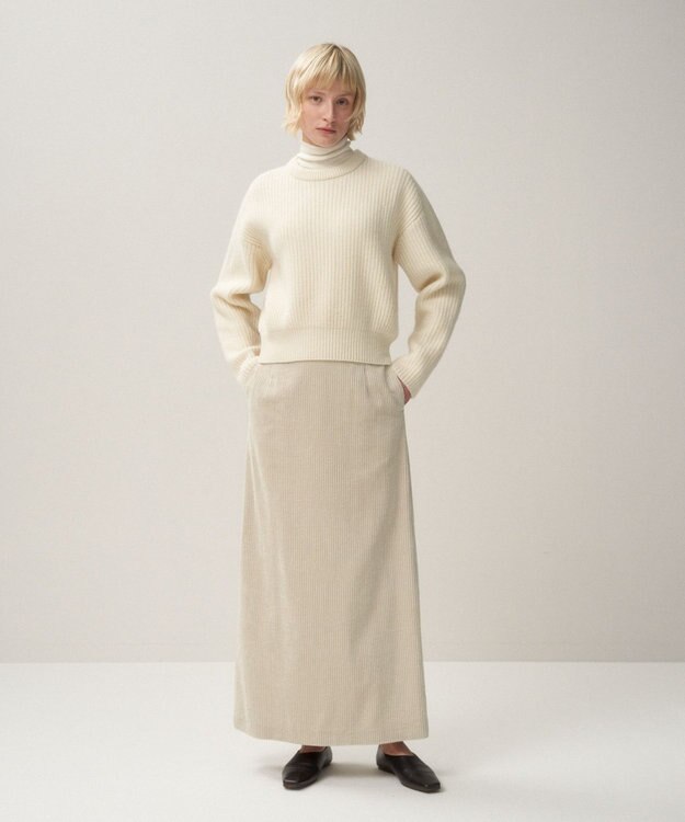 ATON 5W COTTON CORDUROY | ペンシルスカート WARM WHITE