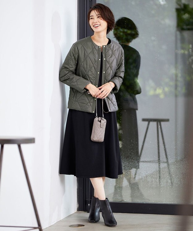 J.PRESS LADIES 高密度タフタ キルティング ショート コート グレー系