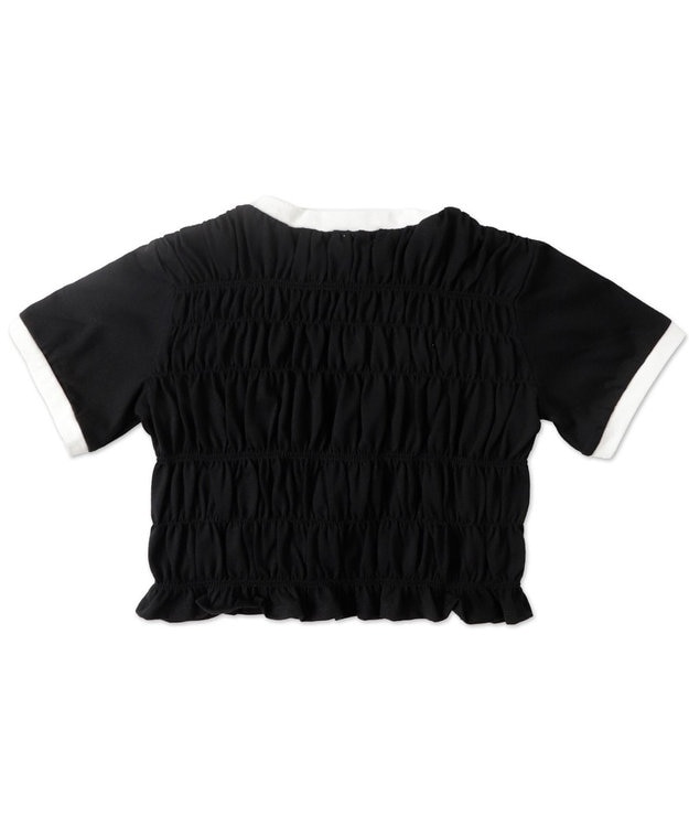 WEGO ラインデザインシャーリングトップス ブラック