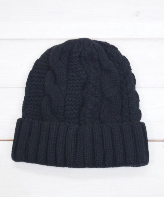 石田製帽 〈新色追加！〉カシミヤニット アラン編みワッチN ニット帽 ブラック