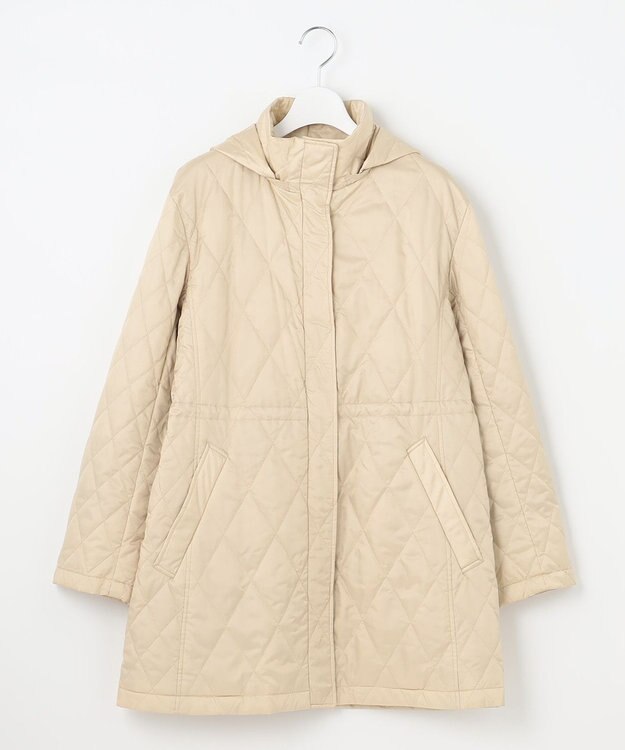 自由区 L 【洗える】ブライトキルト フード付きコート ベージュ系