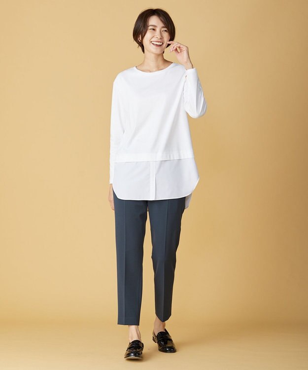 J.PRESS LADIES L 【洗える】アルガンシルク テーパード パンツ ダークグリーン系