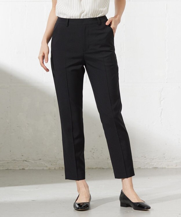 J.PRESS LADIES L 【セットアップ対応・洗える】DRYウーステッド テーパード パンツ ブラック系