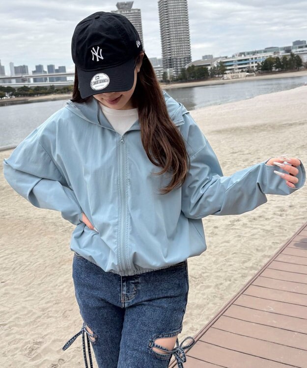 WEGO 【日焼け対策/セットアップ対応】ラッシュガードZIPパーカー ブルー