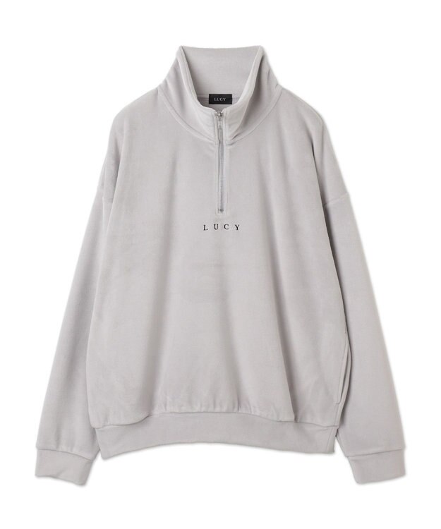 WEGO 【ユニセックス着用ITEM】マイクロシャギーワンポイントハーフZIPプルオーバー ライトグレー