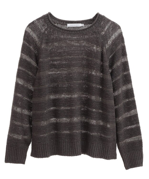 AMERICAN HOLIC 透かし編みニットプルオーバー Charcoal Gray