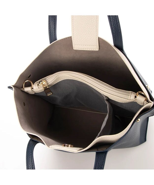 UNBILLION カシュカシュ cachechche / セパレートカラーパーテーショントート ネイビーアイボリー