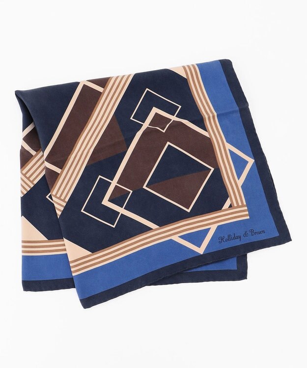 JOSEPH ABBOUD 【イタリア製】ランダムスクエア スカーフ ネイビー系6