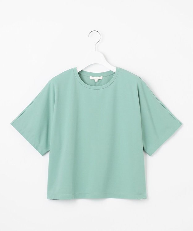 自由区 S 【接触冷感・UVカット・吸水速乾・抗菌防臭・洗える】ハイカウントクロップド丈 Tシャツ フロスティグリーン