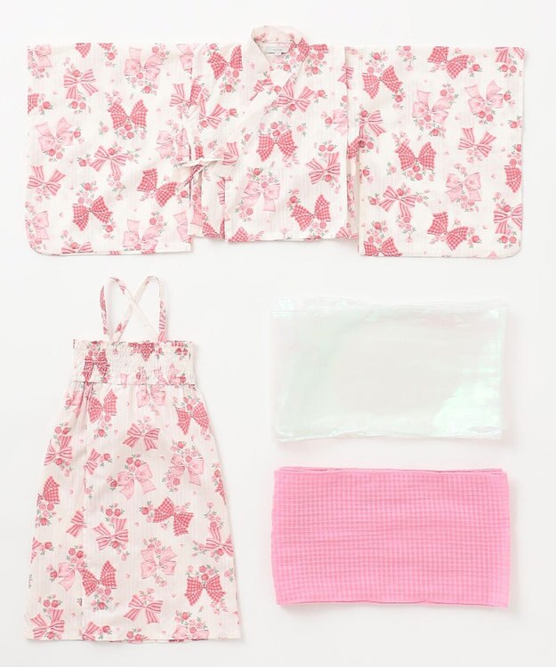 ANY KIDS 3WAY ロング丈 浴衣 セット リボン総柄