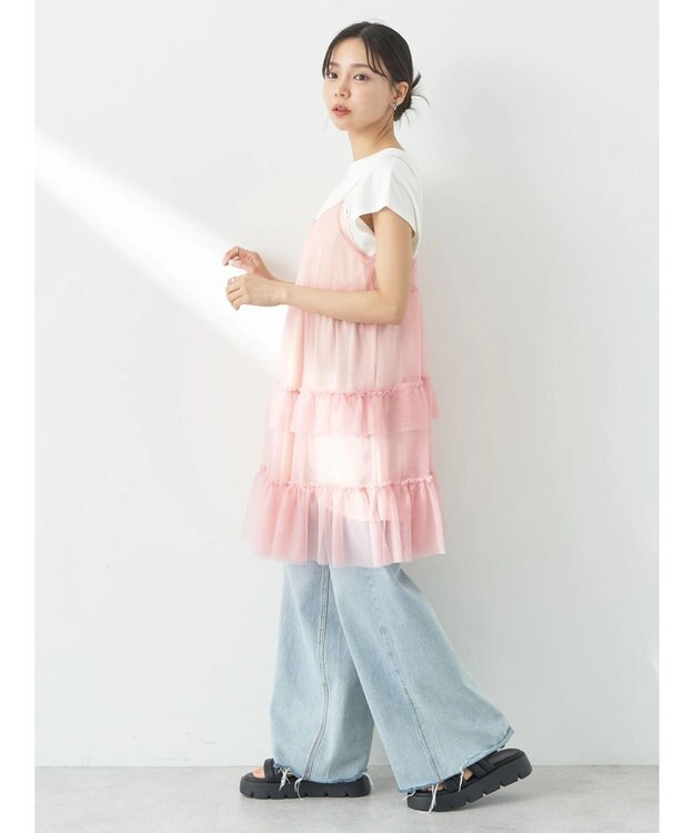 earth music&ecology チュールミニキャミワンピース Pink