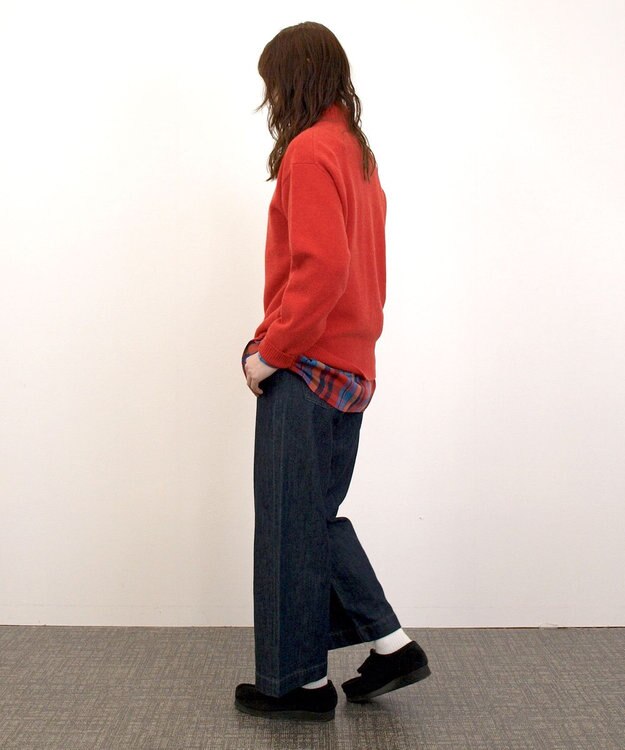 J.PRESS YORK STREET 【UNISEX】:ウールカシミヤ ハーフジップニット レッド系