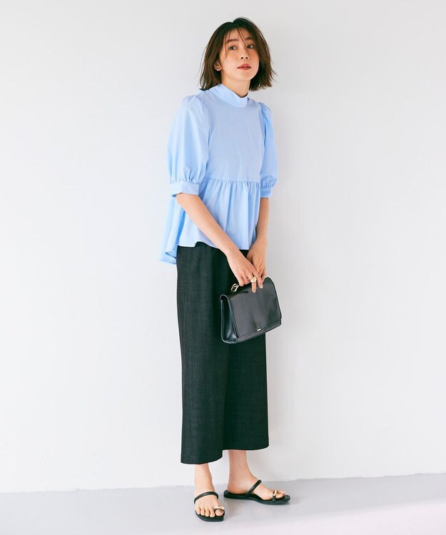 Feroux 【新色追加・ONWARD CROSSET MAG掲載】バックリボンパフスリーブ ブラウス スカイブルー系