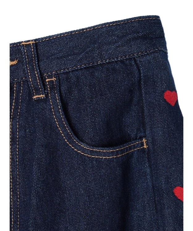 Green Parks ・Ｄｏｕｂｌｅ　Ｆｌａｇｓ　ハート刺繍フレアデニム Indigo