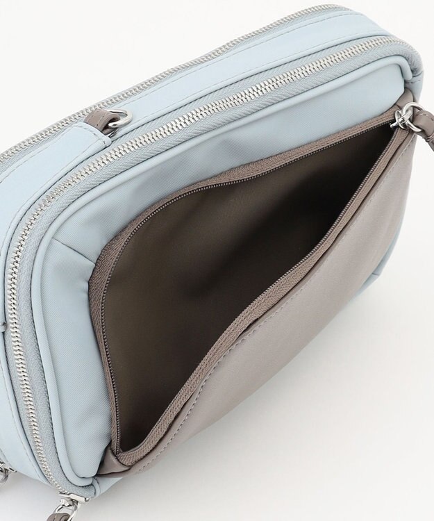 Y'SACCS ナイロン×リサイクルレザー　コンビマルチポシェット ライトブルー