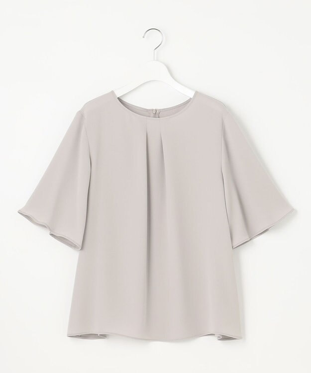 自由区 【XSサイズ～/洗える/セット可】ダブルクロス ブラウス ライトグレー系