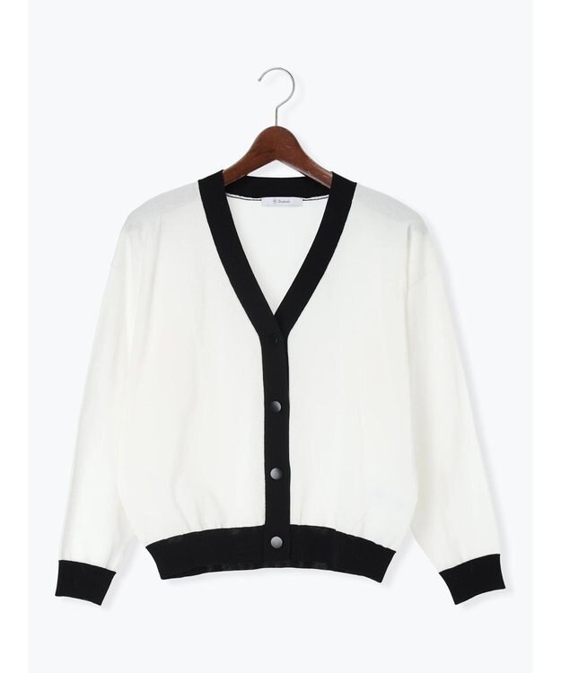 Te chichi 14G綿ポリVネックカーディガン オフホワイト