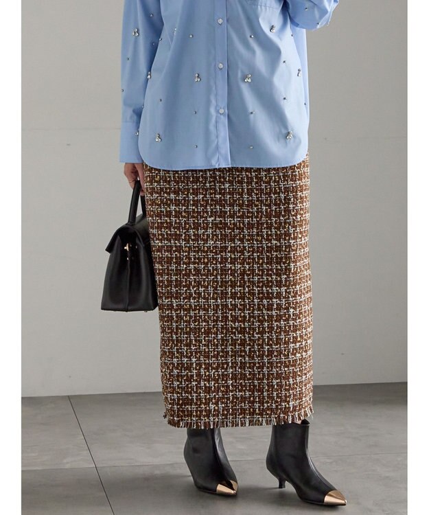 Te chichi ツィードロングナロースカート《2025winter catalog item》 ブラウン