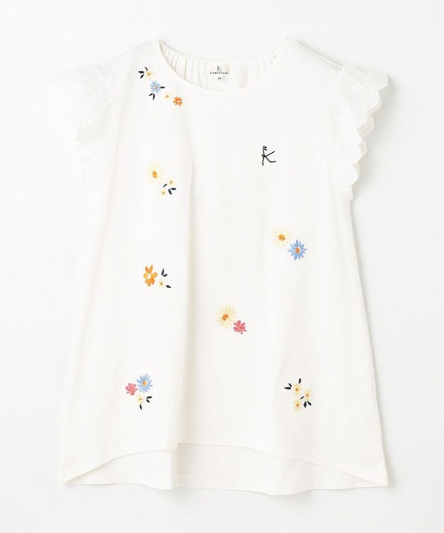 組曲 KIDS 【150-160㎝】フラワーエンブロイダリー チュニック オフホワイト