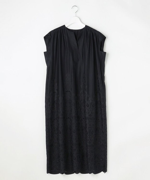 自由区 S 【カタログ掲載・1枚で着映える・清涼感】エンブロイダリーローンスキッパー ワンピース ネイビー