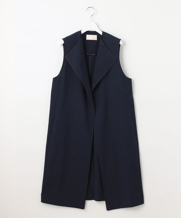 自由区 L 【洗える】テンセルリネンストレッチ ジレ ネイビー系