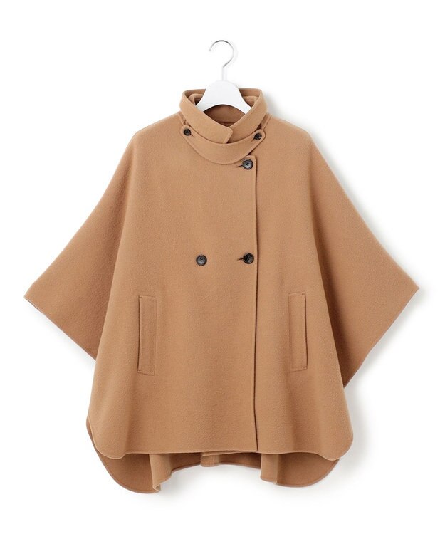 23区 S 【見上愛さん着用/Oggi12月号掲載】ウールライトリバー ポンチョシルエット コート キャメル系