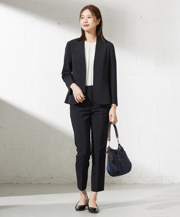 J.PRESS LADIES L 【セットアップ対応・洗える】DRYウーステッド テーパード パンツ ブラック系