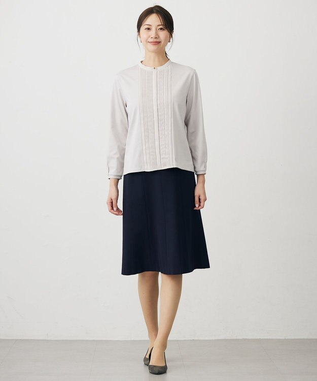 J.PRESS LADIES S T/Rアルガンシルク フレア スカート ネイビー系