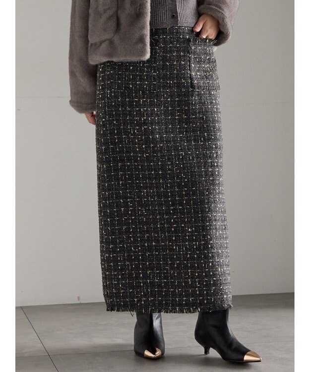 Te chichi ツィードロングナロースカート《2025winter catalog item》 チャコールグレー