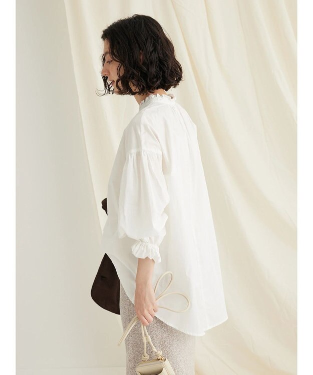 CRAFT STANDARD BOUTIQUE パールボタンピコフリルブラウス Off White