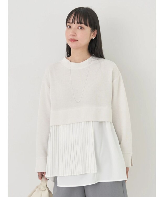 earth music&ecology プリーツヘムドッキングチュニック Ivory