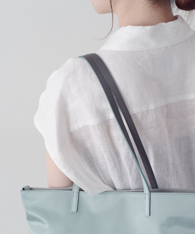 russet バイカラーレザーハンドルトートバッグ(SF-279) Sax