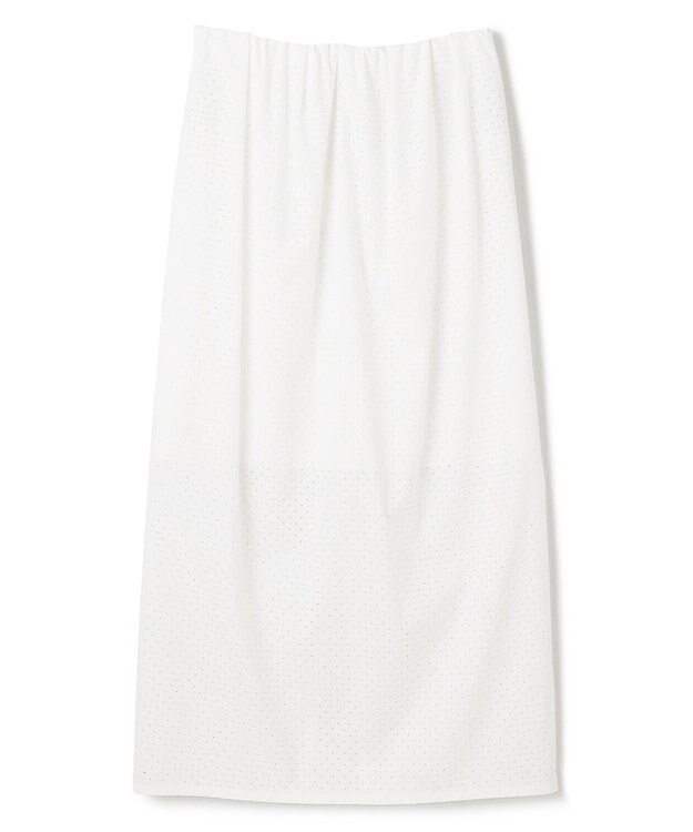 BEIGE， 【洗える】PICCOLO / パンチングドットIラインスカート White